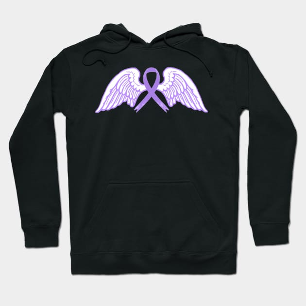 Purple Awareness Ribbon with Angel Wings Hoodie by CaitlynConnor